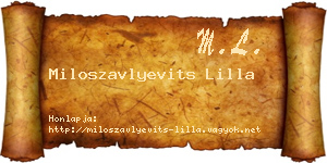Miloszavlyevits Lilla névjegykártya